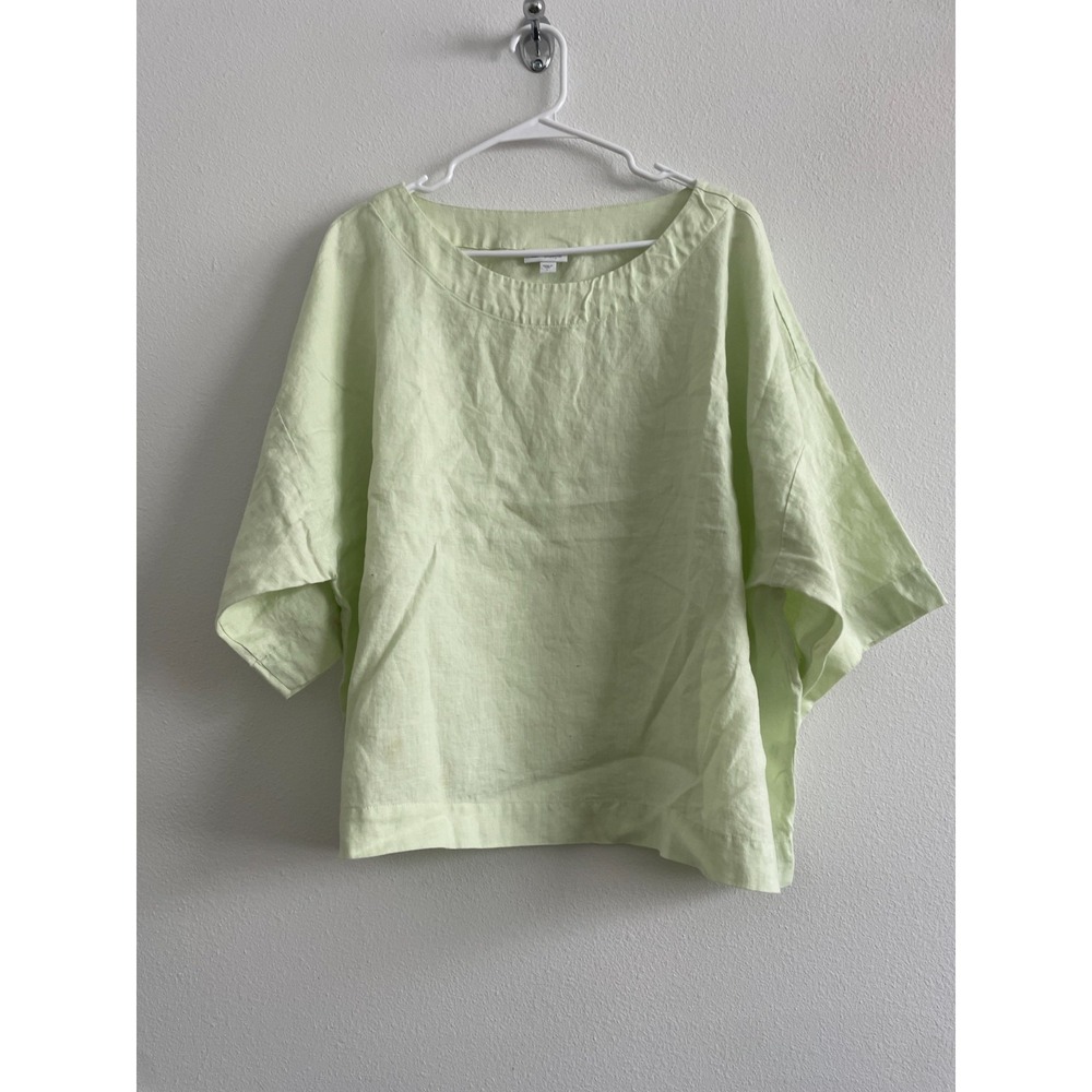 Pure J. Jill Top Women L Linen Neon Yellow Flowy Casual Coastal Beachy Dolman